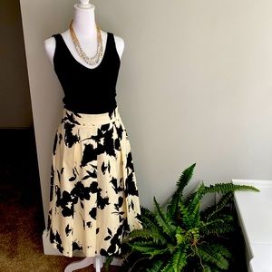 Black and Cream Floral Skirt